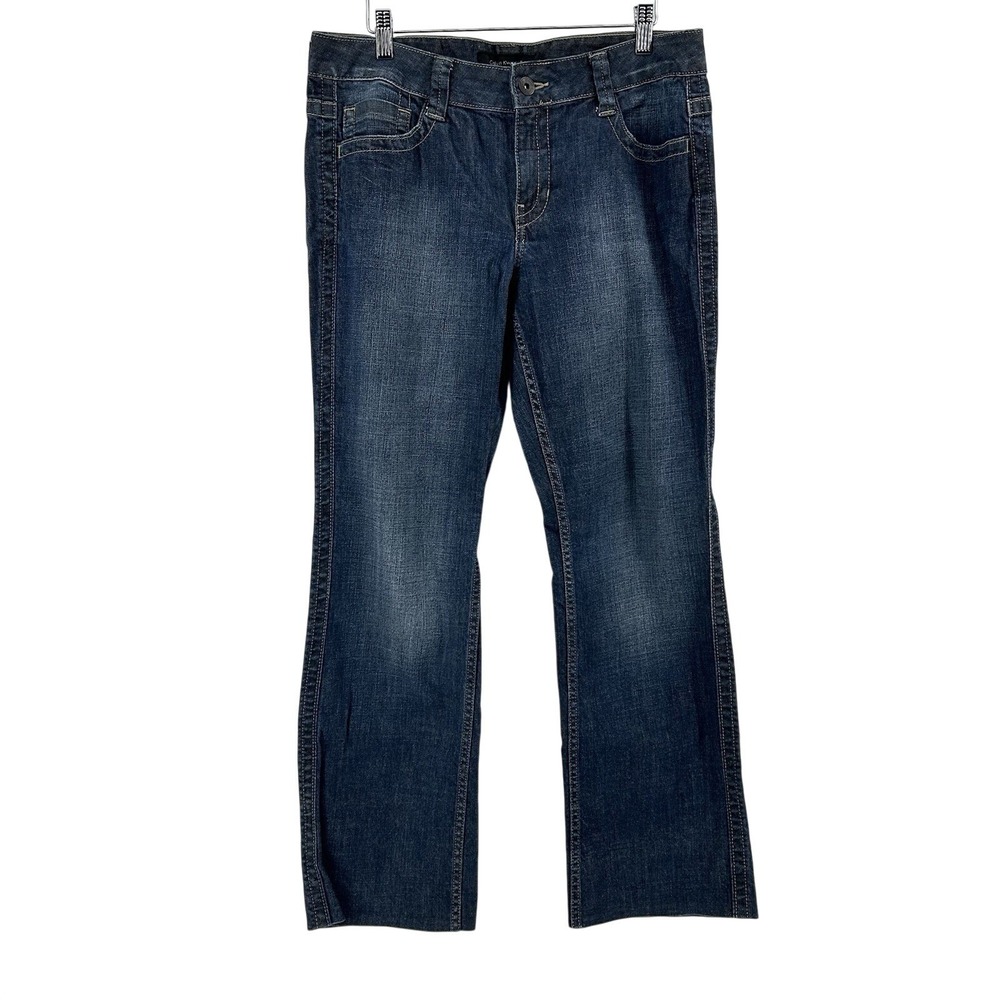 Calvin Klein Lean Bootcut Jeans Women Size 12 Medium Wash Low Rise Flap Pocket